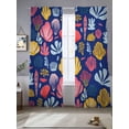 thumbnail image 2 of Summer Ocean Sheer Curtains 96 Inch Long 2 Panels, Yellow Shell Coral Nautical Blue Background Light Filtering Rod Pocket Curtains, Sheer Voile Drapes for Living Room Bedroom, 52"x96", 2 of 8
