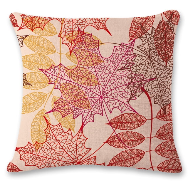 Set of 1 Rustic Farmhouse Leaves Decor Linen Throw Pillow Cases Sofa Couch Chair Decorative Cushion Covers 18"x18" / 45x45cm Insert Not Included Style 2