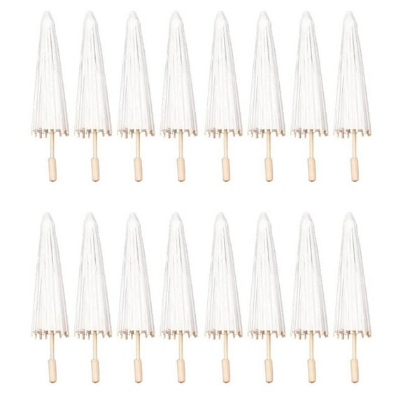 16PCS Paper Parasol Wedding Umbrella Favor 40cm Bamboo Umbrellas for Bridal Shower Centerpieces Photo Props