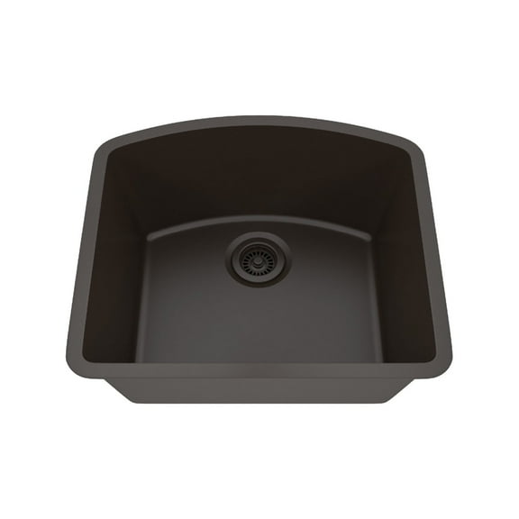 23" x 21" Quartz Kitchen Sink, Single Bowl Sink, D-Shaped Sink, Drop-in Sink, Undermount Sink, Granite Kitchen Sink, Galaxy Mocha Kitchen Sink by Lexicon Platinum LP-2321D-M-SO