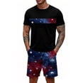 thumbnail image 4 of GrmtClth Usa Flag 2 Piece Outfits for Men Patriotic 4th Of July Tee and Shorts Set Summer Short Sleeve Outfit Soft Elastic Drawstring Clothes Blue 4XL, 4 of 5