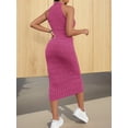 thumbnail image 2 of Dodycon-vestido ajustado con cuello Halter para mujer, vestido Midi acanalado, sin mangas, de punto acanalado, color liso, nuevo diseño de moda, 2 of 5