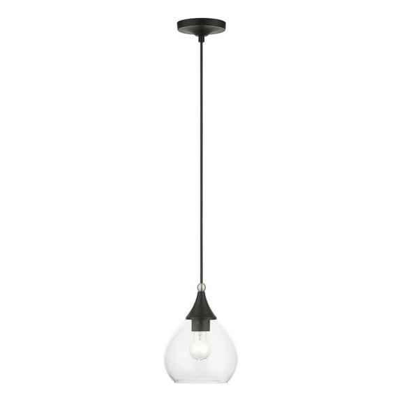46501-04 Livex Lighting Catania - 1 Light Mini Pendant In Transitional Style-15 Inches Tall and 7 Inches Wide-Black/Brushed Nickel Finish