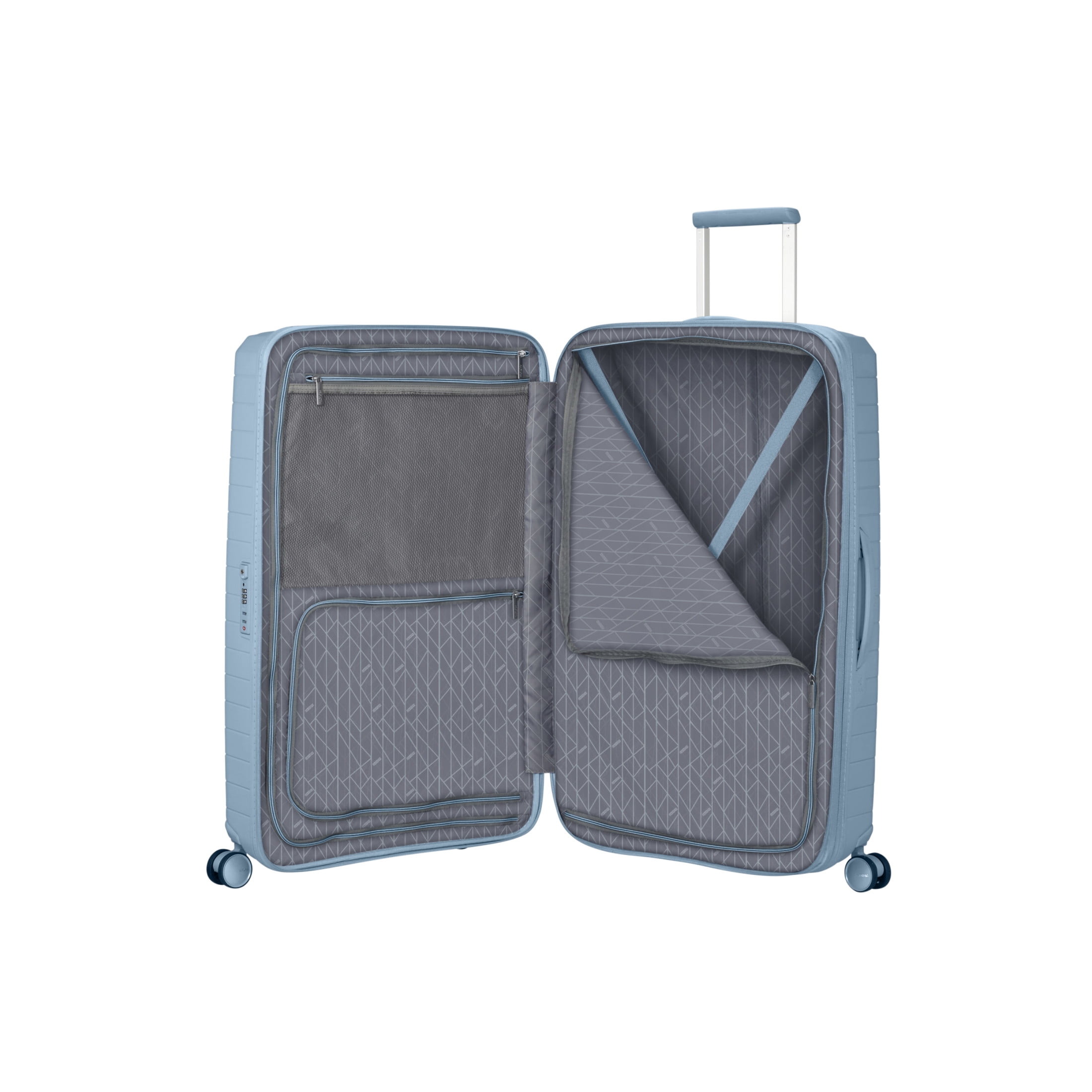 American Tourister Fastforward Hardside Large Checked Suitcase with Spinner Wheels - Steel Blue