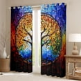thumbnail image 2 of Homewish Vintage Colorful Glass Curtains Pack of 2 (42x84 Each),Multicolor Tree Of Life Curtains Blackout,Modern Artistic Bedroom Curtains For Adults,Ultra Soft Home Decor, 2 of 6