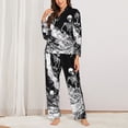thumbnail image 2 of Salouo Skeleton Wave Artwork Pattern Women's Pajamas Set Long Sleeve Button Down Sleepwear Soft Pj Lounge Sets for women 2 Piece Pjs Set with Long Pants-X-Large, 2 of 7