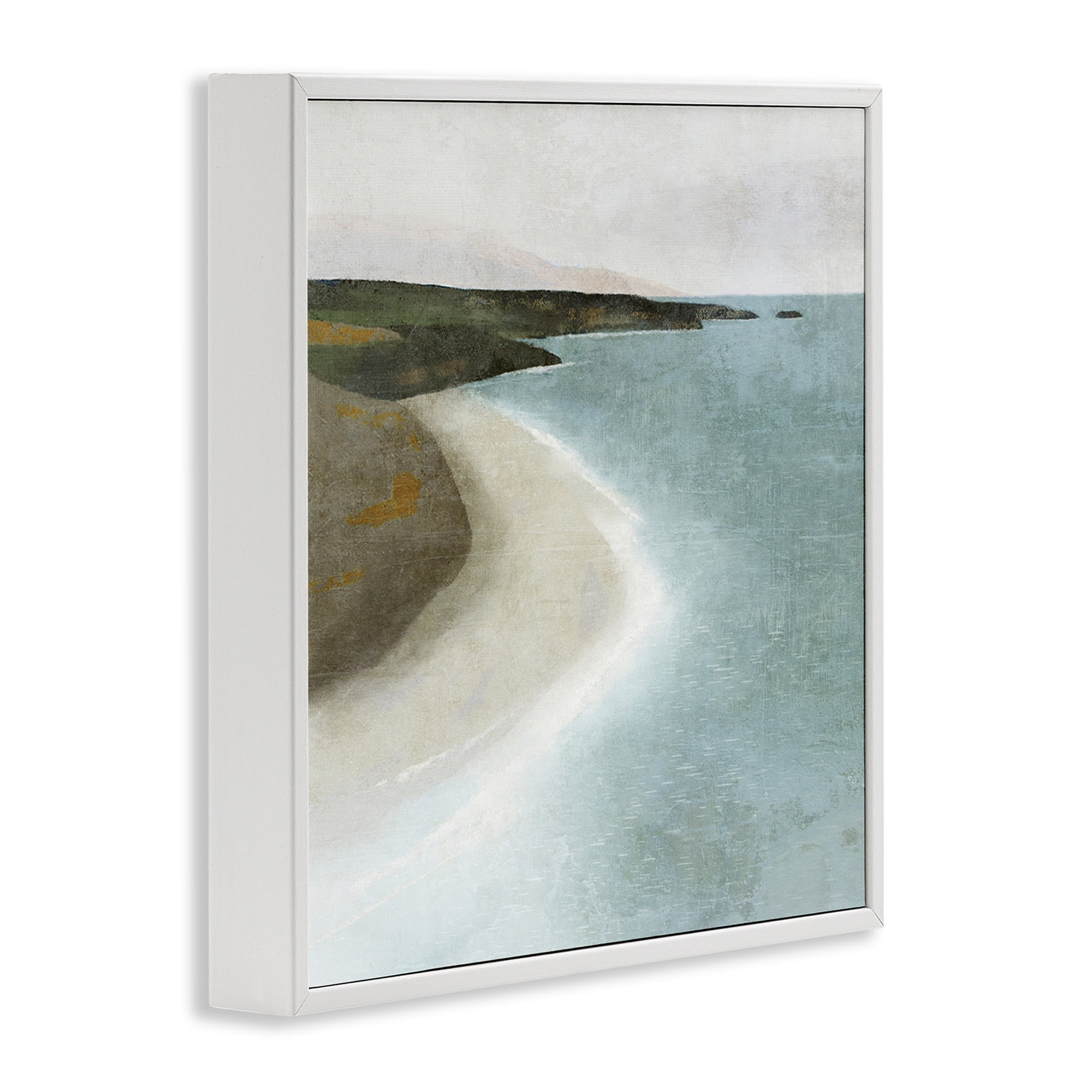 Stupell Industries Simple Serene Coastline Landscape Painting White Framed Art Print Wall Art, 17 x 17