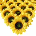 thumbnail image 1 of Cabezas de girasol artificiales UKELER, 50 unidades, 9 cm, decoración amarilla, 1 of 7