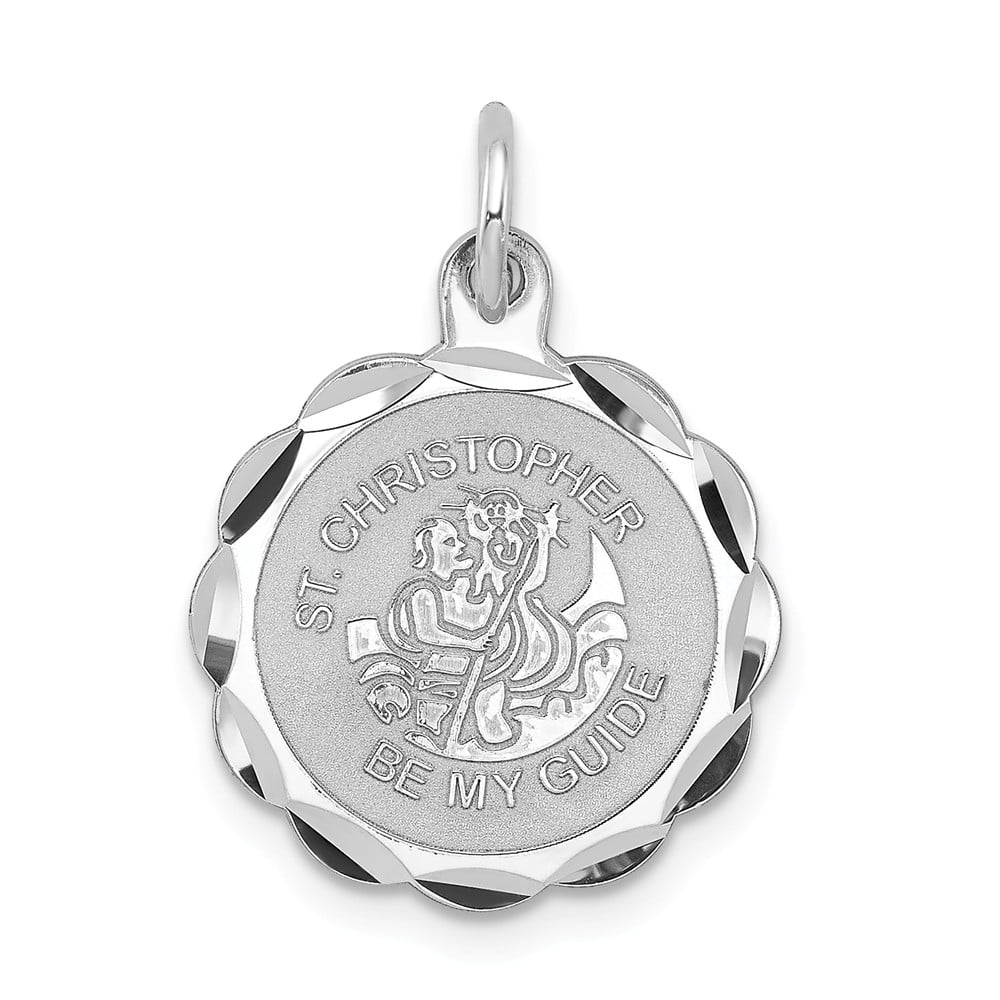 925 Sterling Silver Rhodium-Plated St Christopher Medal