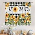 thumbnail image 3 of Sunflower Curtains for Kitchen, Rusitc Country Yellow Flower Printed Farmhouse Style Buffalo Plaid Checkered Patterned Rod Pocket Bedroom Living Room Home Window Curtains, 52"x84" Inch, 3 of 5