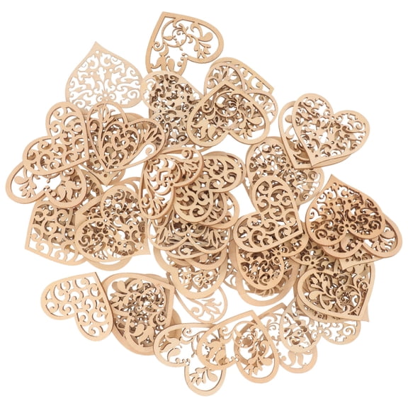 MERRYHAPY 100pcs Unfinished Wood Heart Charms Hanging Ornaments for Crafts Decorations