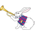 thumbnail image 2 of CafePress - White Rabbit And Trumpet -  Round Wood Ornament 4", 2 of 2