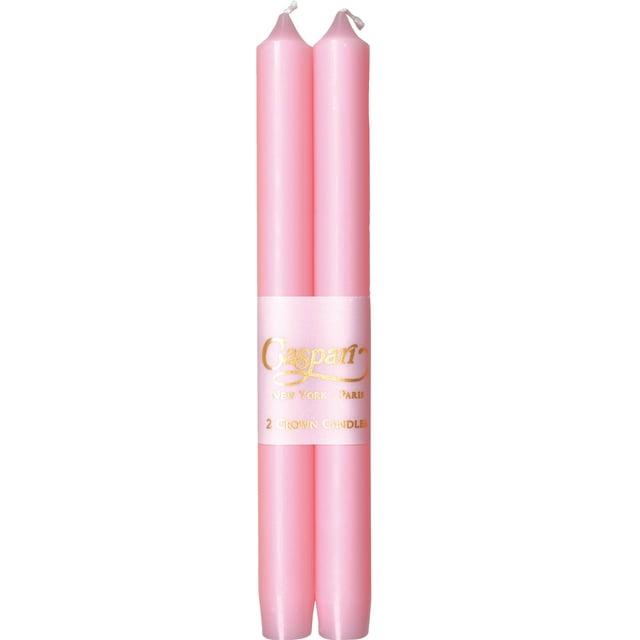 Caspari - Fancy 10-Inch Taper Dripless, Smokeless, Candlesticks, Petal Pink, Set of 2