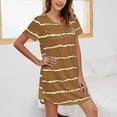thumbnail image 2 of Girls Short Sleeve Striped Printing Sleepshirt Scoopneck Cute Nightdress Comfy Nightgown Dress, 2 of 4