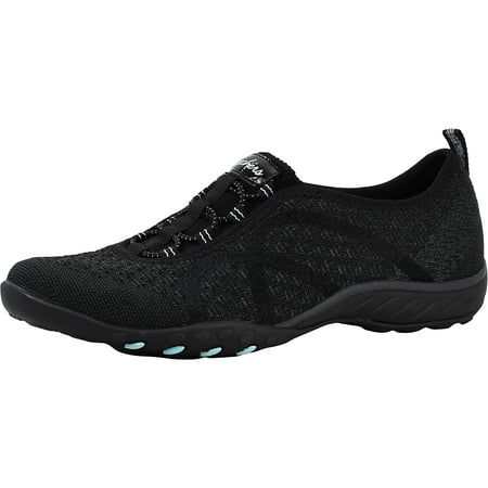

Skechers Women s Relaxed Fit Breathe Easy Fortune-Knit Slip-On Sneaker Black/Aqua 6.5