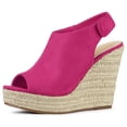 thumbnail image 1 of Sandalias De Cuña Tacón De Plataforma Alpargata Para Mujer Rosa caliente 36, 1 of 6