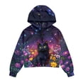 thumbnail image 4 of Xoenoiee Galaxy Cat Daisy Print Girls Half Zip Hoodies Fleece Pullover Long Sleeve Sweatshirts Kids Fashion Casual Outfits Fall Winter Clothes, 13-14 Years, 4 of 7