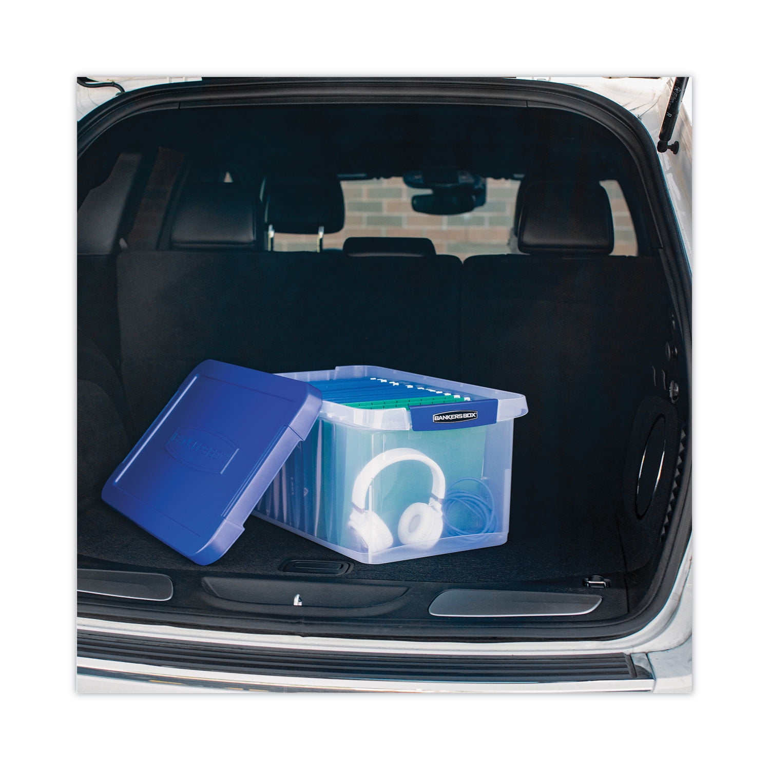 Bankers Box Latch Lid Storage Bin, 22.38 x 14.19 x 10.63, Clear/Blue ( FEL86101 )