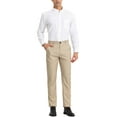 thumbnail image 2 of INSPIRE CHIC Men's Business Plaid Lightweight Regular Fit Flat Front Checked Pants 30 Khaki, 2 of 7