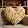 thumbnail image 5 of Heart Shaped Floral Throw Pillow for Romantic Home Decor, Soft Fabric Cushion for Couch, Bed, Valentine's Day Gift B, 5 of 7