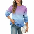 thumbnail image 2 of Makaor Sweatshirt Women Crew Neck Tops Fleece Long Sleeve Pullover Gradient Casual Fall Clothes Purple M, 2 of 5