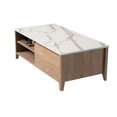 thumbnail image 2 of Yesfashion Marble Coffee Table,Tea Table with 2 Drawers,4 Open Shelves,Faux Marble Top,Rectangualr Cocktail Table for Home,Living Room,Office,Balcony, 2 of 8