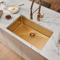 thumbnail image 3 of Ruvati 30-inch Undermount Satin Brass Matte Gold Stainless Steel Kitchen Sink 16 Gauge Single Bowl - RVH6300GG, 3 of 10