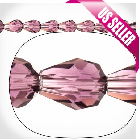 Amethyst Briolette Beads - Amethyst Briolette Crystal Beads 5x7mm Center-Drilled, 54pcs / string of 16 inchs