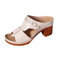 thumbnail image 3 of IUJSOY Heels for Women Peep Toe Bohemian Heeled Sandals Comfortable Summer Dressy Slip on Shoes, 3 of 8