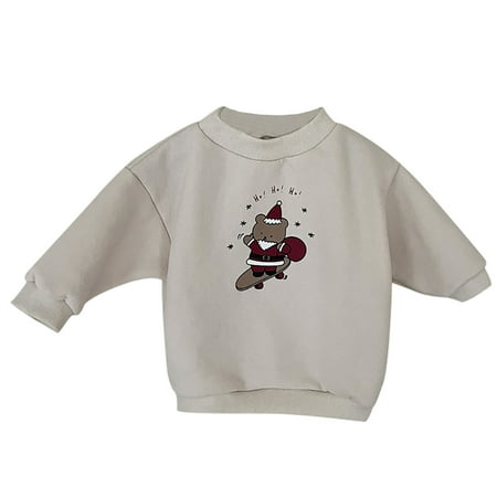 

Xboschi Kids Clothes Boys Girls Christmas Baby Girls Boys T Shirts Xmas Snowmen Letter Printed Long Sleeve Pullover Sweatshirt Tops