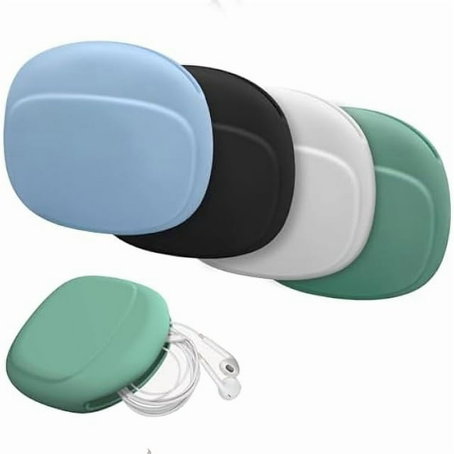 wonima44 Silicone Headphone Organizer,4 in 1 Data Cable Storage Case, Mini Storage Bag,Mini Key Box,Wired Headphone Organizer, Soft Silicone Accessories Kit-Colorful