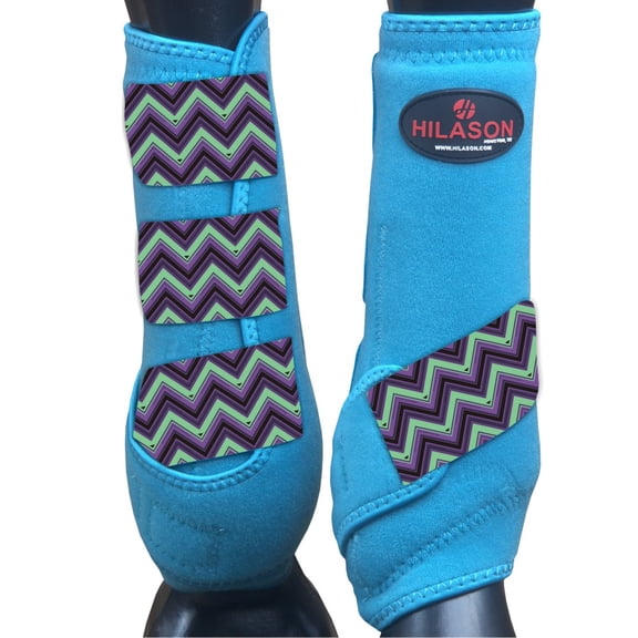 Medium Hilason Horse Medicine Sports Boots Rear Hind Leg Turquoise Chevron