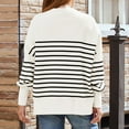 thumbnail image 5 of AJHSAKLt Sweaters for Women Long Sleeve Striped Crew Neck Bat Wing Casual Pullover Sweater Striped Sweater White, 5 of 7