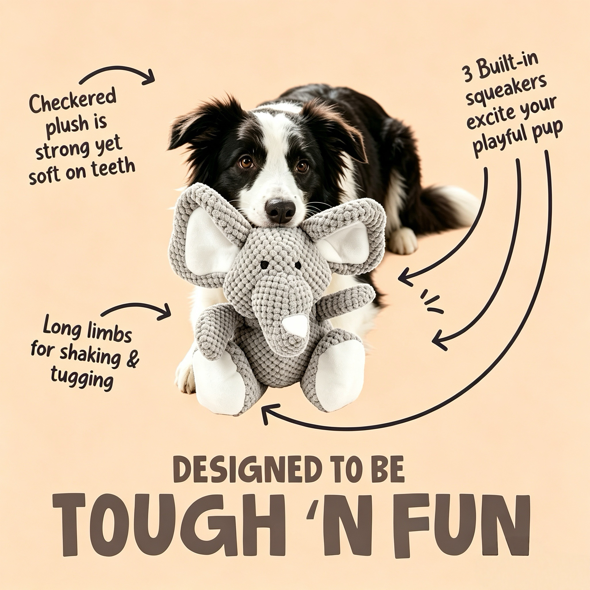 BAODANTECH Tough Elephant Dog Toy for Chewers photo 2