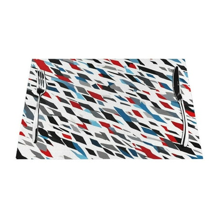

PUREYAH Table Placemats Set of 1 Washable Heat Resistant Colorful Square Layer Stripe Table Decorations Placemats for Dining Room Kitchen