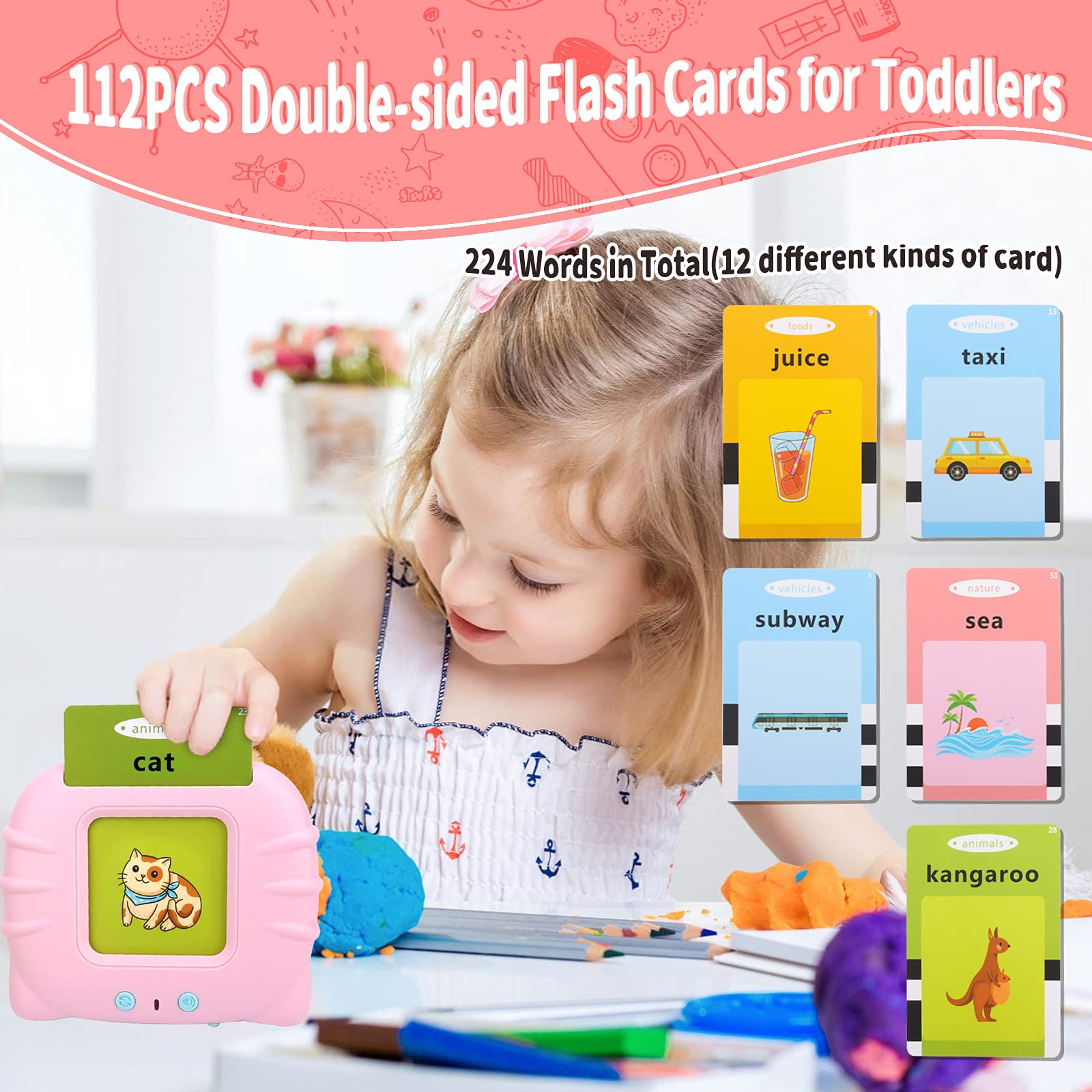  MOFGDNI Educational Toys for 2 3 4 Years Old 224 Talking Baby  Flash Cards, Learning Resource Electronic Interactive Toys for 2-4 Year Old  Boys Girls Toddlers Kids Birthday Gifts Ages 2 3 4 5 : Toys & Games