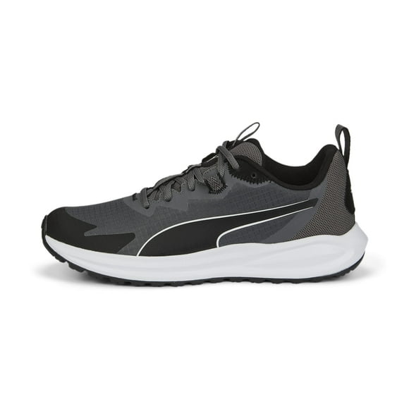 PUMA Men's Twitch Runner Trail Sneaker, Castlerock Black White