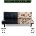 thumbnail image 5 of SCRAWLGOD Butterfly Daisy Floral Dragonfly Print Beige Stretch Armless Futon Cover Futon Slipcover Non Slip Sofa Bed Cover Furniture Protector with Elastic Bottom, Machine Washable, 5 of 7