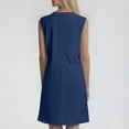 thumbnail image 4 of Summer Women's Button-Down Lapel Collar Sleeveless Dress 100% Cotton Linen Blend Casual Shift Dress with Front Pockets for Outdoor Activities,Dark Blue 2XL, 4 of 5