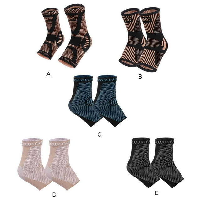 Ankles Brace Sweat-absorbing Nonslip Sports Sock Elastic Breathable Compression Protective Unisex Gym Injury Recovery Support Skin Color M