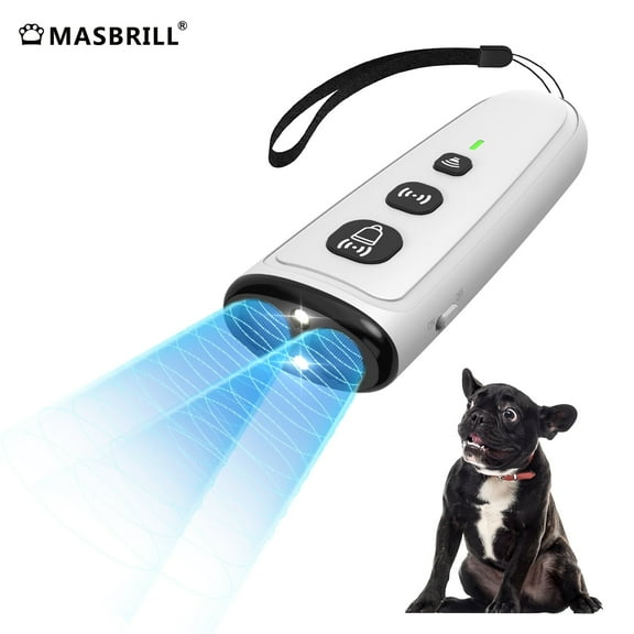 MASBRILL Ultrasonic Anti Barking Device, Handheld Dog Bark Deterrent Device Stops Bad Behavior, Alternative to Painful Dog Shock Collar ,Grey