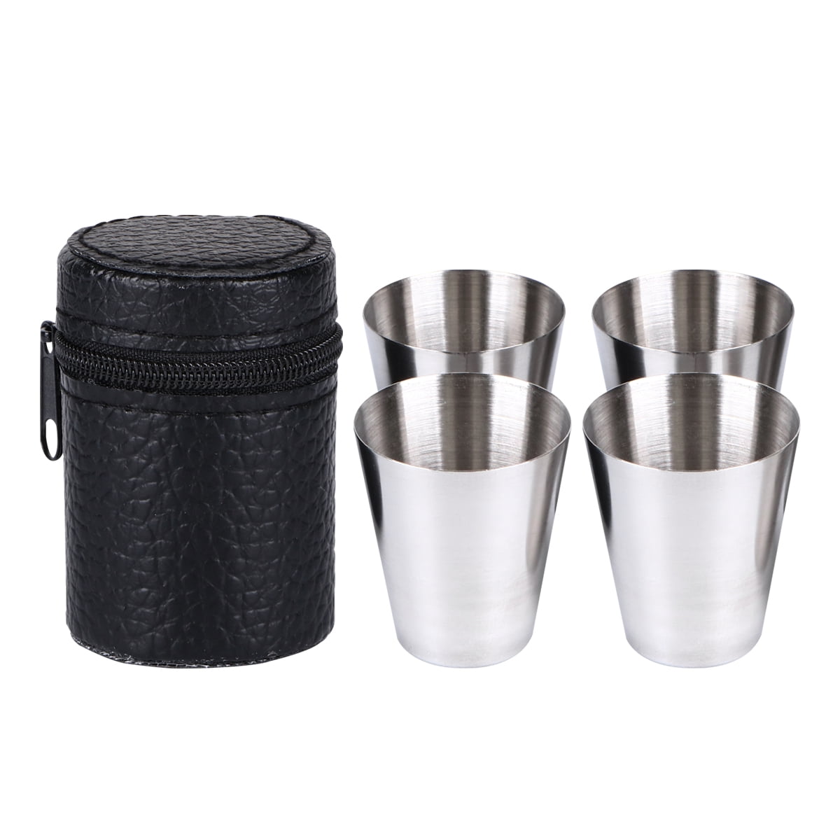 4Pcs Outdoor Camping Stainless Steel Mini Cup Mug Drinking Coffee Beer With Case 4Pcs Outdoor Camping Stainless Steel Mini Cup Mug Drinking Coffee Beer With Case