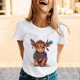 thumbnail image 2 of Womens Crewneck Tops Carnival Highland Cattle Printed Casual Loose T Shirts Short SLeeve Spring Summer Fashion Basic Blouses, 2 of 5