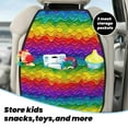 thumbnail image 5 of Fuzoiu Bright Rainbow Print 2 Pack Kick Mat Back Seat Protector With 3 Storage Pockets, Universal Car Seat Back Organizer For Kids Pets, Waterproof Backseat Protector For Most Car, 5 of 8