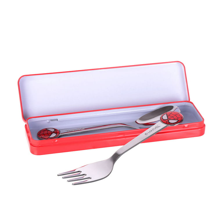 VANRA 2 Pieces Children Fork Spoon Set with Travel Case for Lunch Box, 18/8  Stainless Steel Kids Silverware Flatware Set Kids Utensil Set for School