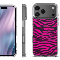 For iPhone 17 Pro Max Protective Shockproof Phone Case, by OneToughShield - Zebra Pink