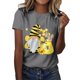 thumbnail image 1 of Gibobby Camisetas de verano para mujer Camiseta cuello redondo manga corta algodón tipo versión clásica para mujer Festival abejas estampado divertido(Gris,XL), 1 of 5