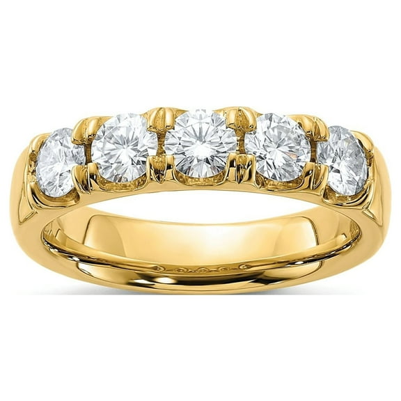 FJC Finejewelers 14 kt Yellow Gold 1ct. 5 Stone G H I True Light Moissanite Band 4 mm