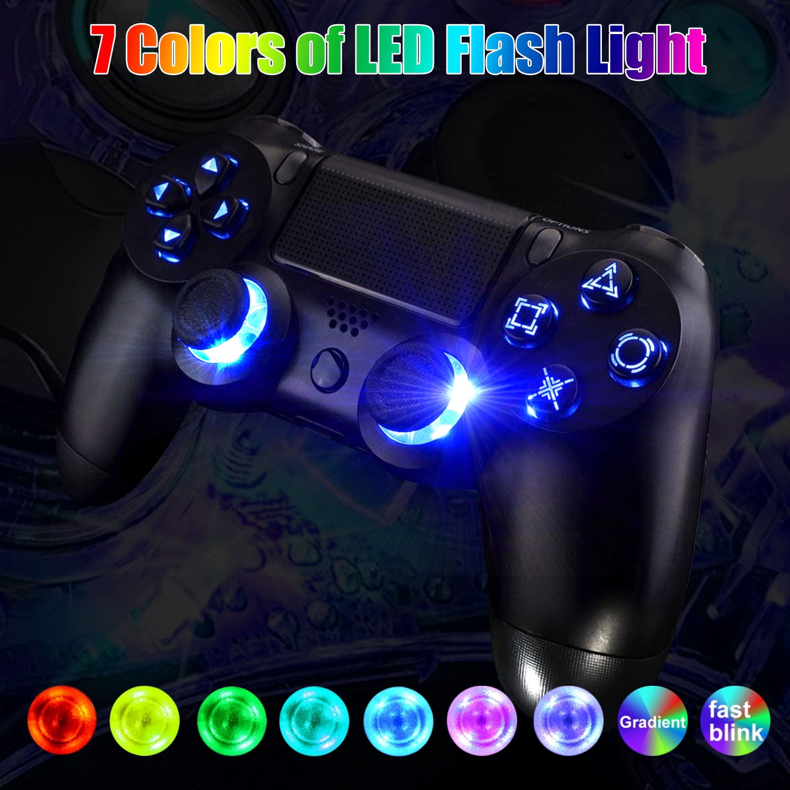 Kæreste hvede Ydmyge TSV Multi-Colors Luminated D-Pad Thumbsticks Face Buttons LED Kit Fit for PS4  Controller, 7 Colors 9 Modes Replacement Button Control DTF LED Kit for PS4,  PS4 Pro, PS4 Slim Controller - Walmart.com