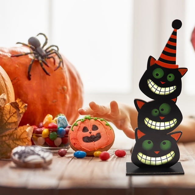 Halloween Decorations,Fall Decor,Happy Halloween Table Decorations, Table Centerpieces Wooden For Halloween Party Dinner Table Topper Tray Room Decor,Halloween Decorations Outdoor Indoor